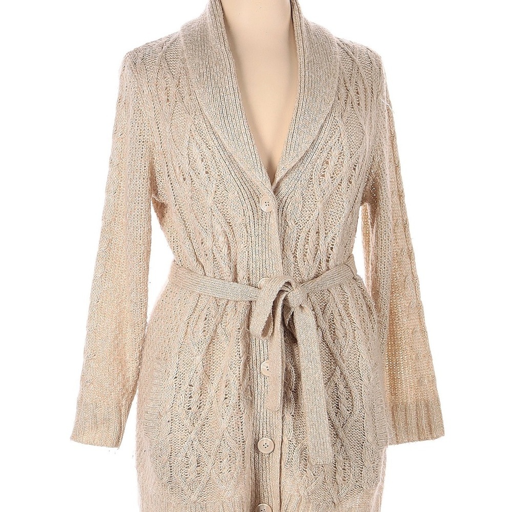 Belted Cable Knit Cardigan